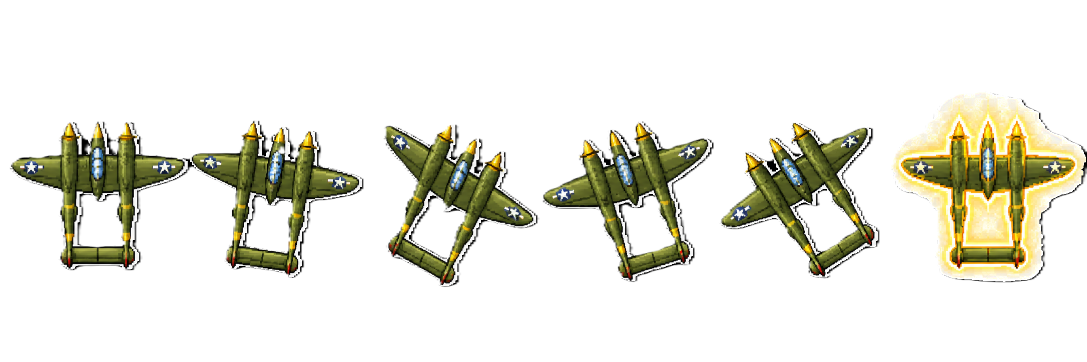 Original P-38 Lightning player aircraft sprite artwork from Pacific Lightning.